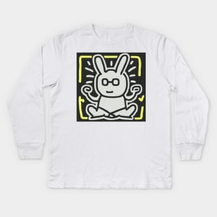 Funny Keith Haring, cat yoga Kids Long Sleeve T-Shirt